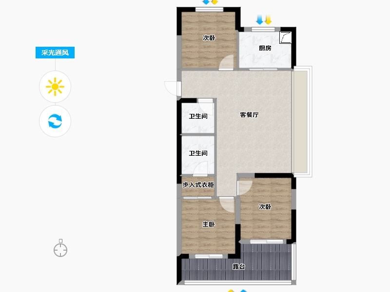 浙江省-杭州市-融创杭望云潮城-76.40-户型库-采光通风