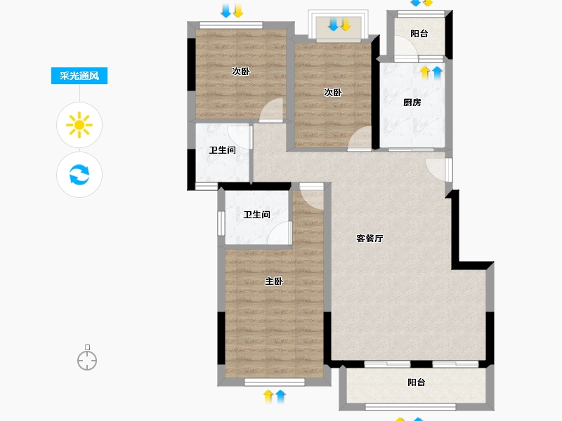 四川省-宜宾市-雅居乐叙南雅郡-90.02-户型库-采光通风