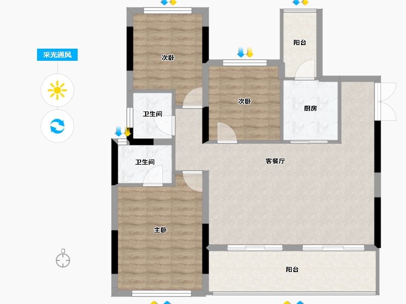 四川省-内江市-隆城誉峰-91.79-户型库-采光通风