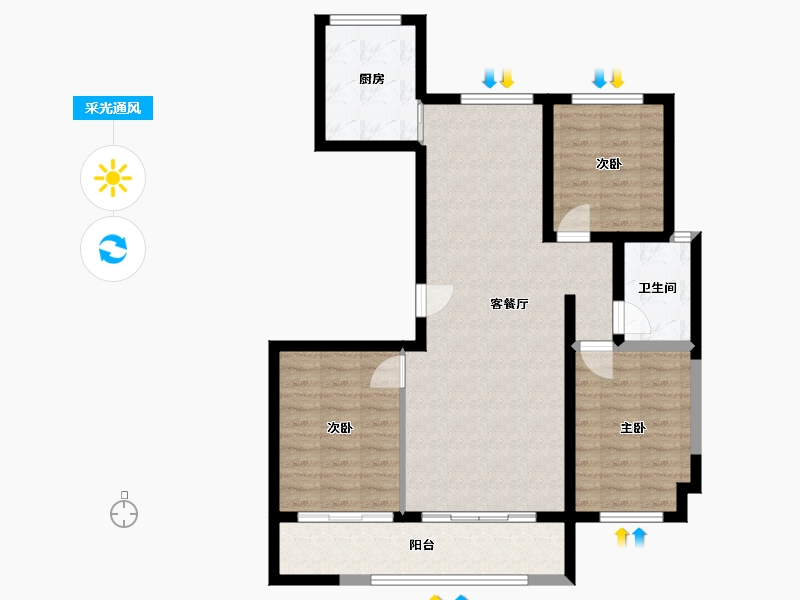 甘肃省-张掖市-润阳佳苑-85.68-户型库-采光通风