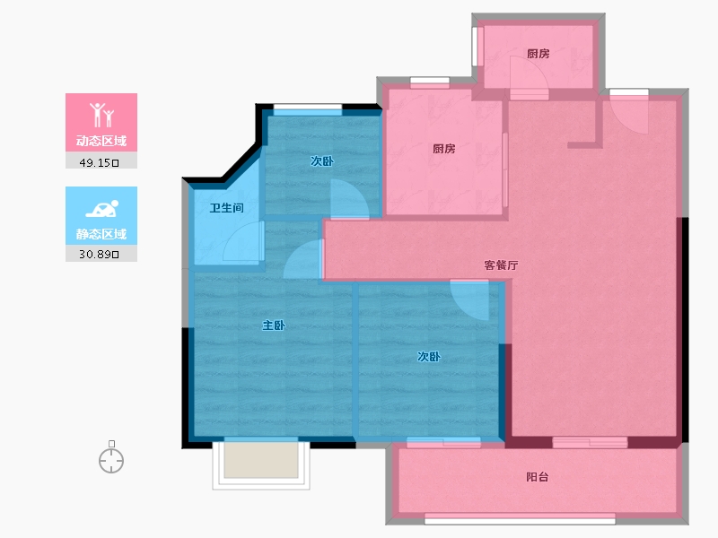 上海-上海市-金融街美兰金悦府-71.67-户型库-动静分区