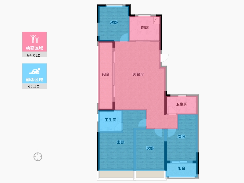 浙江省-杭州市-融创杭望云潮城-117.13-户型库-动静分区