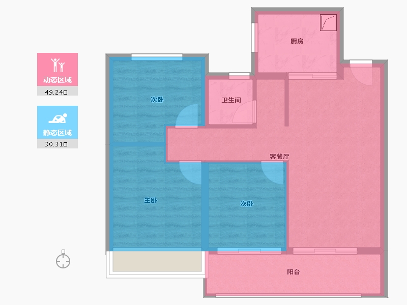 江苏省-南京市-玖华府-71.57-户型库-动静分区