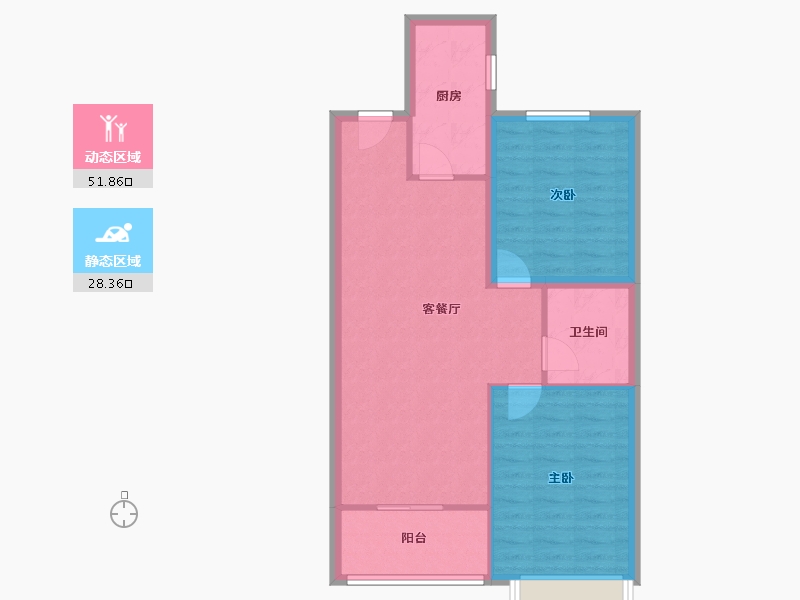 山西省-晋中市-阳光城文澜府-72.67-户型库-动静分区