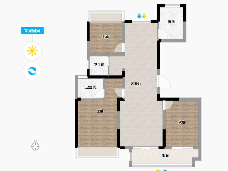 甘肃省-庆阳市-正宁御景豪庭-89.92-户型库-采光通风