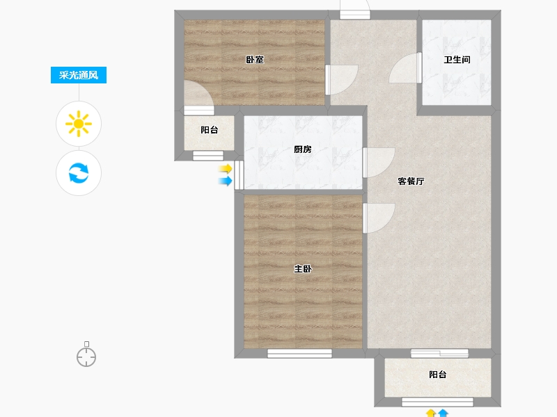 北京-北京市-旗胜小区-北区-63.22-户型库-采光通风