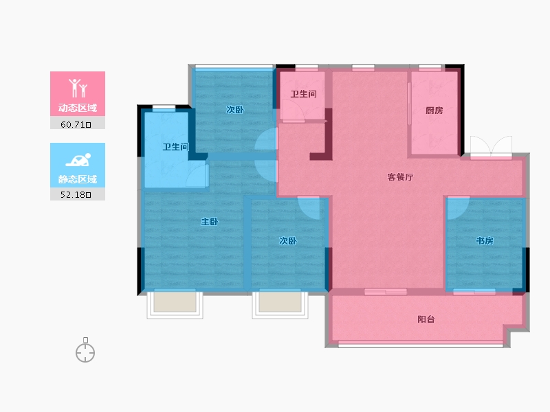 安徽省-合肥市-尚泽樾园-100.99-户型库-动静分区