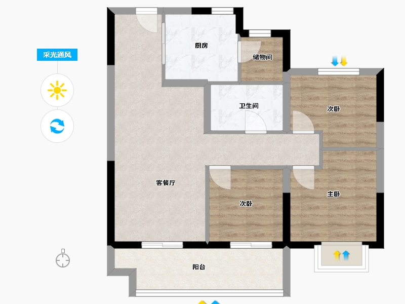 安徽省-合肥市-万瑞林语光年-72.00-户型库-采光通风