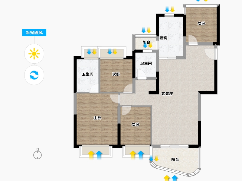 广东省-广州市-广州滨江上都-106.95-户型库-采光通风