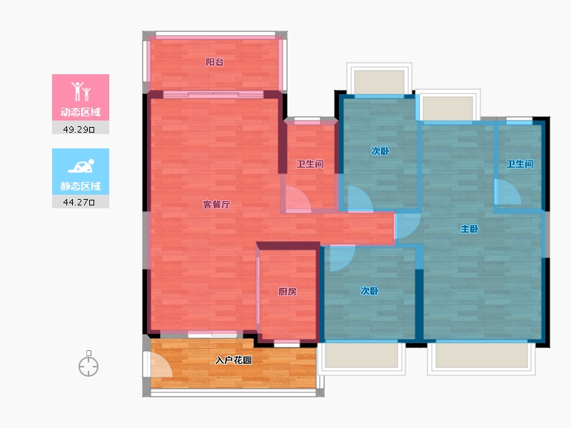 广东省-阳江市-天璟花园-95.00-户型库-动静分区