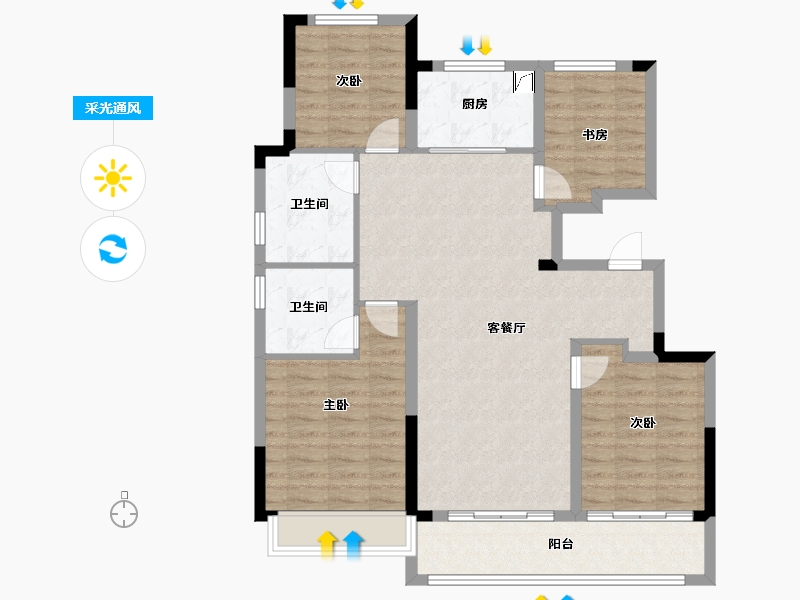 浙江省-杭州市-绿城江上臻园-101.51-户型库-采光通风