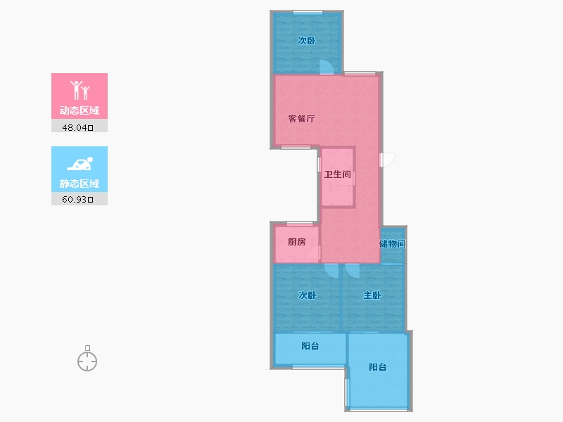 河南省-郑州市-旅游局家属院(经三路)-99.00-户型库-动静分区