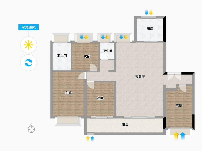 安徽省-合肥市-皖投云锦台-144.00-户型库-采光通风