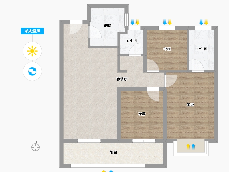 山西省-晋中市-阳光城文澜府-78.11-户型库-采光通风