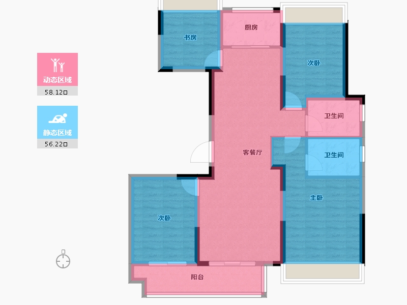 甘肃省-庆阳市-正宁御景豪庭-102.48-户型库-动静分区