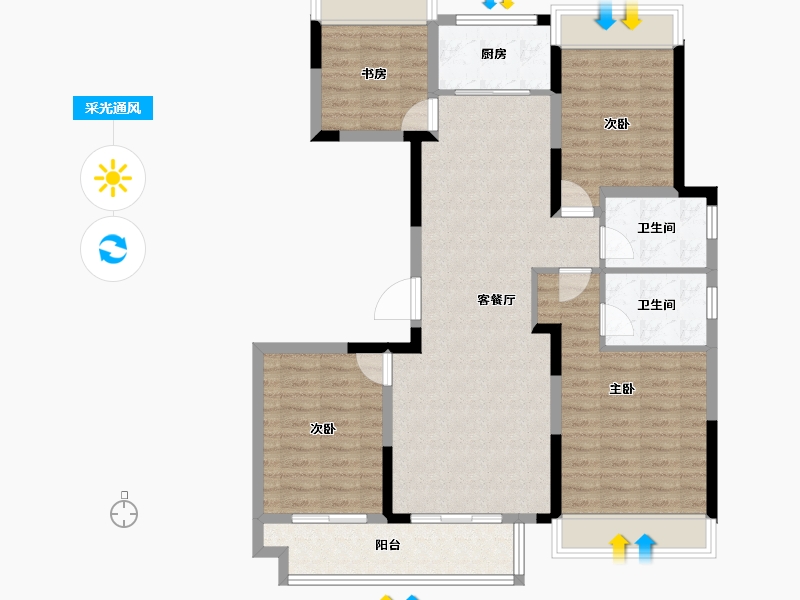 甘肃省-庆阳市-正宁御景豪庭-102.48-户型库-采光通风