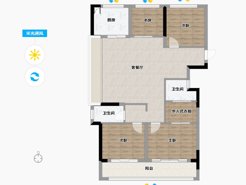 浙江省-杭州市-绿城江上臻园-100.01-户型库-采光通风