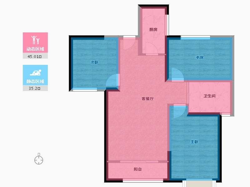 甘肃省-庆阳市-翡翠学府城-71.03-户型库-动静分区