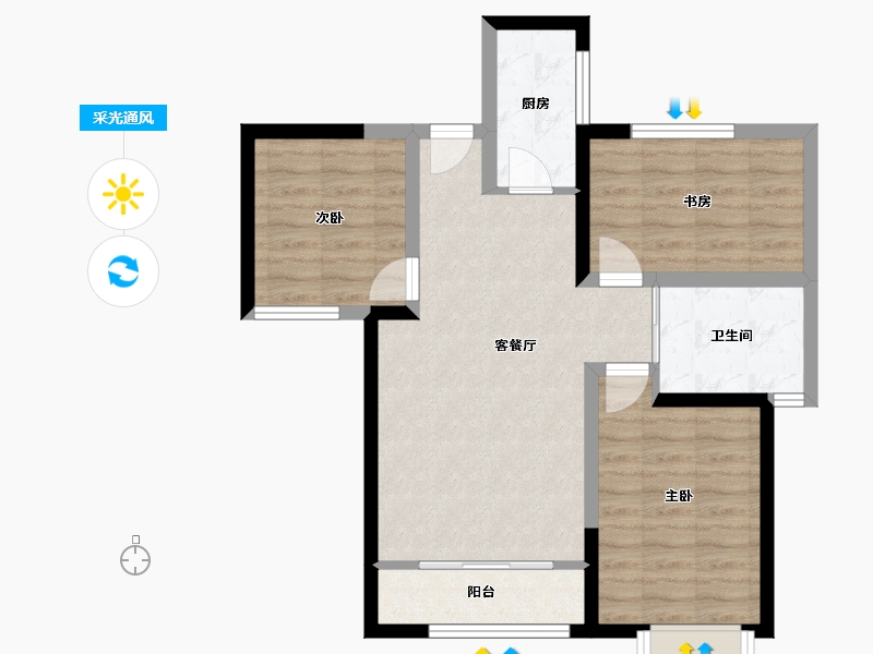 甘肃省-庆阳市-翡翠学府城-71.03-户型库-采光通风