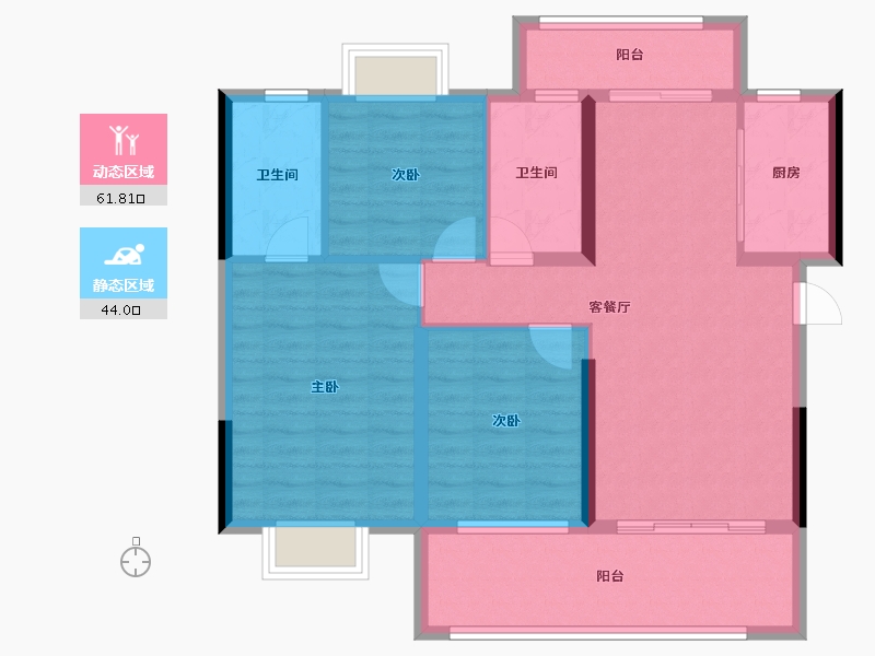 湖北省-宜昌市-银河东湖雅居-94.93-户型库-动静分区