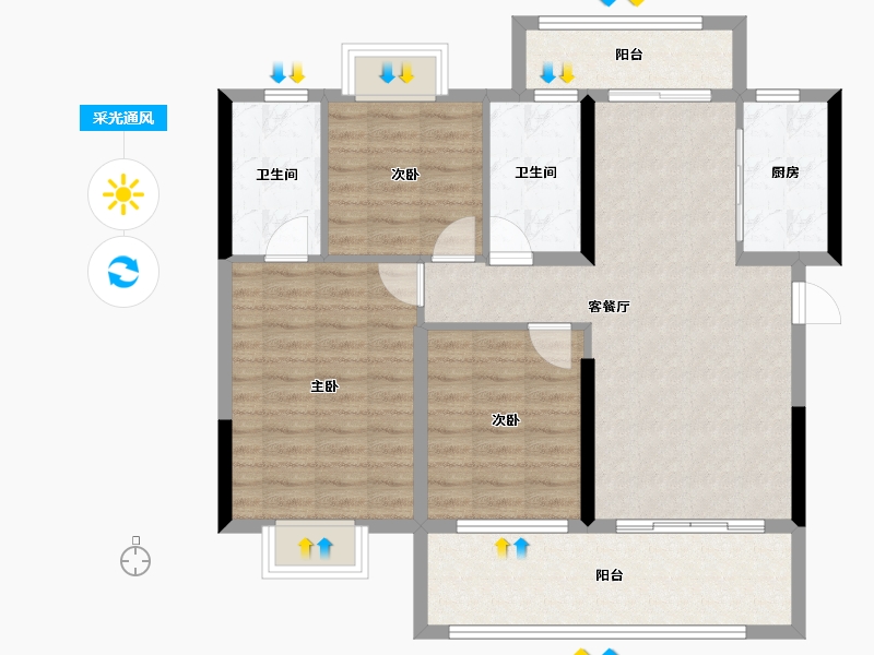 湖北省-宜昌市-银河东湖雅居-94.93-户型库-采光通风