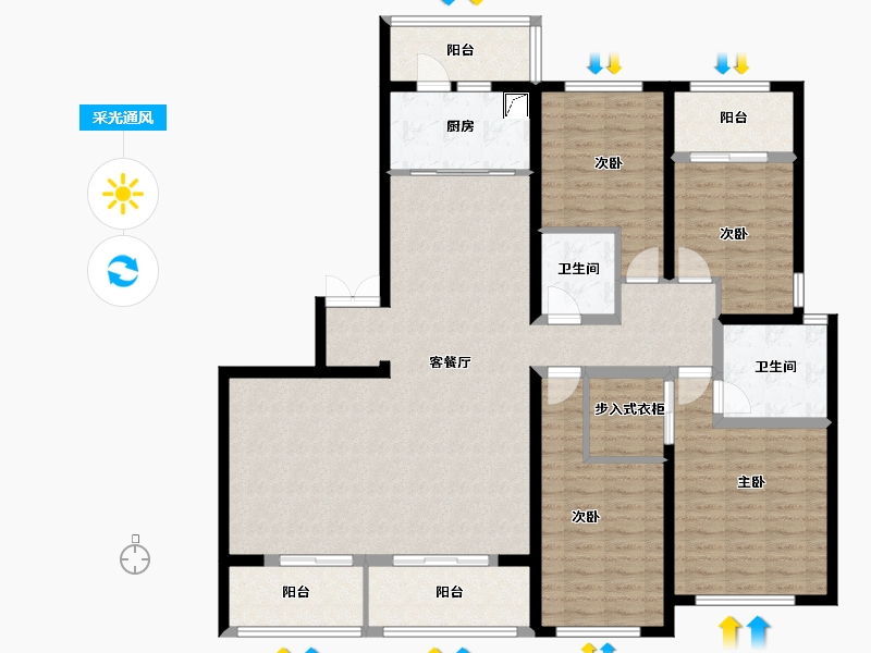 陕西省-西安市-龙湖·景粼天序-155.00-户型库-采光通风