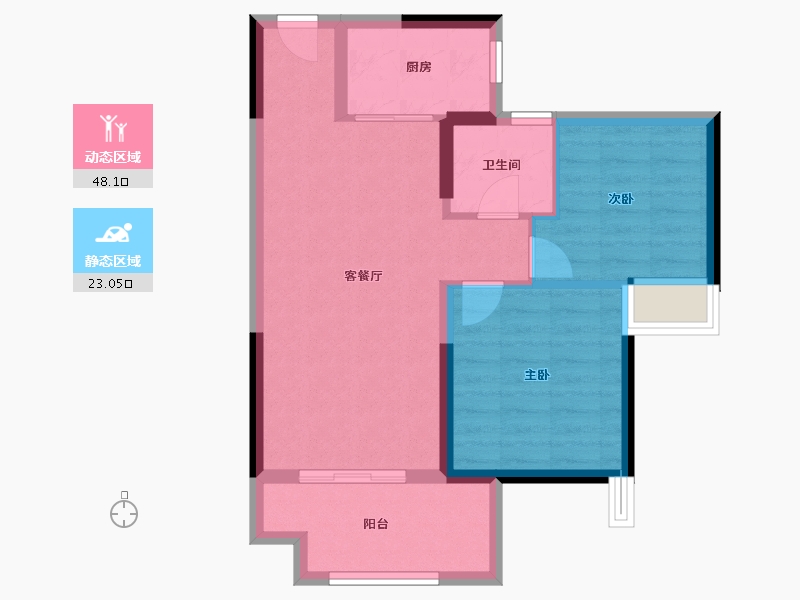 湖北省-宜昌市-银河东湖雅居-63.56-户型库-动静分区