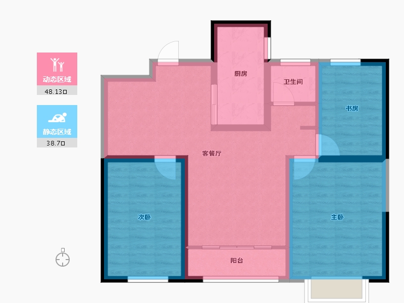 甘肃省-庆阳市-翡翠学府城-76.88-户型库-动静分区