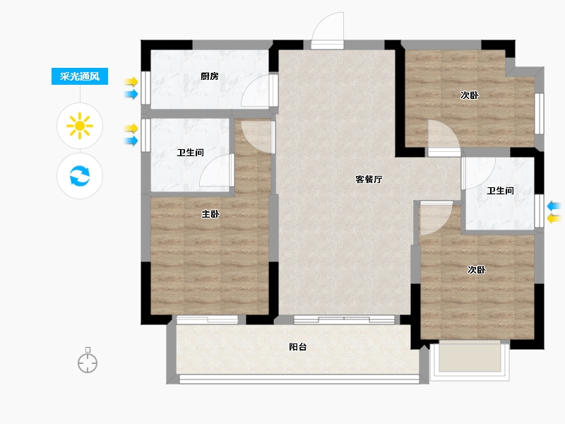 四川省-成都市-景瑞誉璟风华-78.00-户型库-采光通风