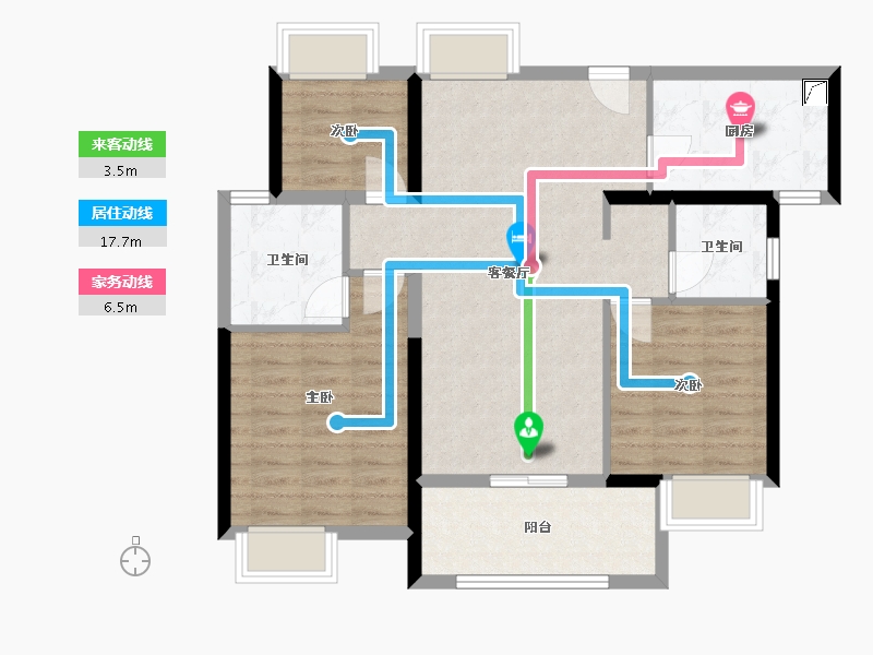 上海-上海市-华发仁恒苏河世纪-84.80-户型库-动静线