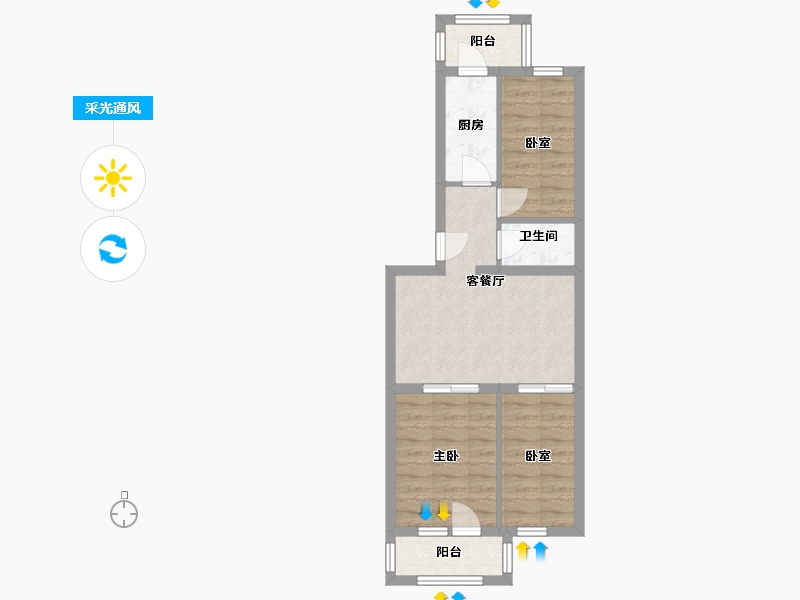 北京-北京市-府前东街13号院-89.00-户型库-采光通风