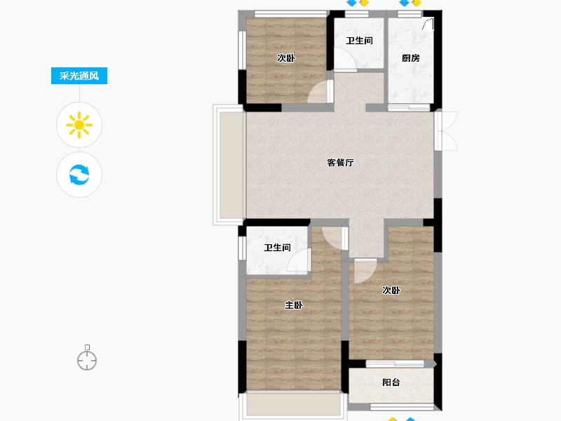 浙江省-衢州市-步阳东港悦福小区-71.20-户型库-采光通风