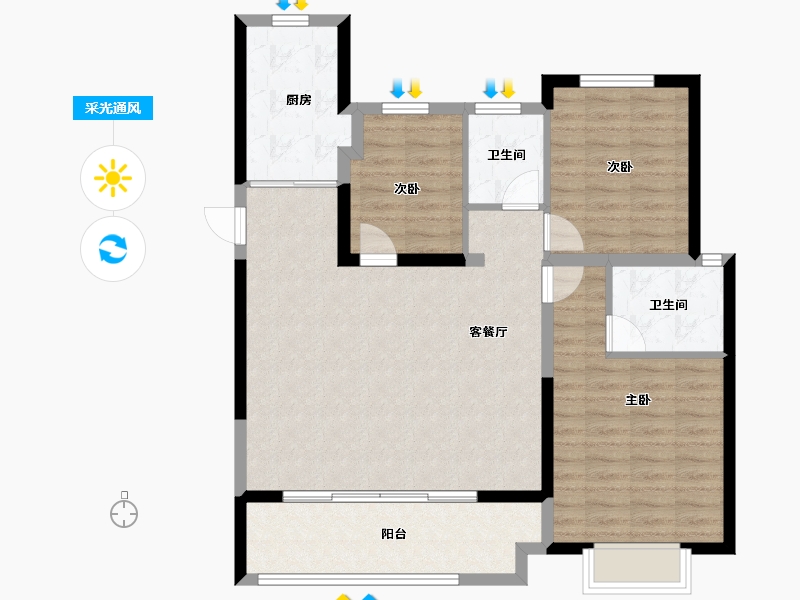 山西省-晋城市-丹河桃李-95.87-户型库-采光通风