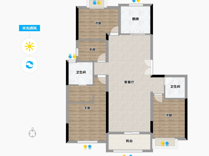 上海-上海市-绿宝锦庭-116.00-户型库-采光通风