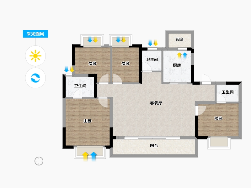 四川省-成都市-景瑞誉璟风华-104.51-户型库-采光通风