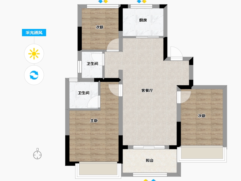 浙江省-衢州市-步阳东港悦福小区-71.21-户型库-采光通风