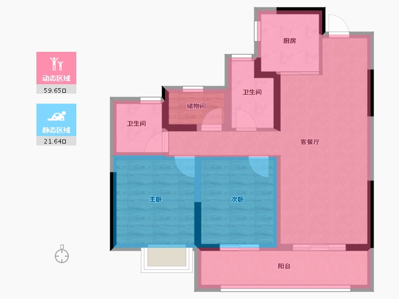 浙江省-金华市-野风广场-71.21-户型库-动静分区