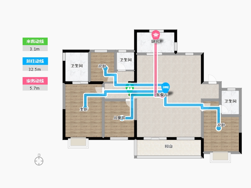 山西省-晋城市-丹河桃李-137.04-户型库-动静线