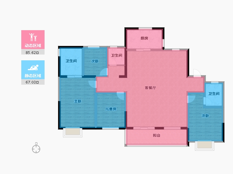 山西省-晋城市-丹河桃李-137.04-户型库-动静分区