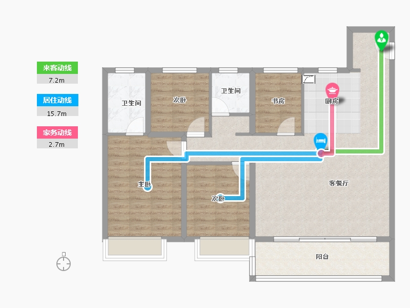 江苏省-南京市-中铁龙湖宸阅府-100.96-户型库-动静线