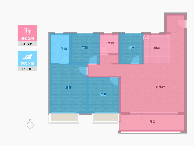 江苏省-南京市-中铁龙湖宸阅府-100.96-户型库-动静分区