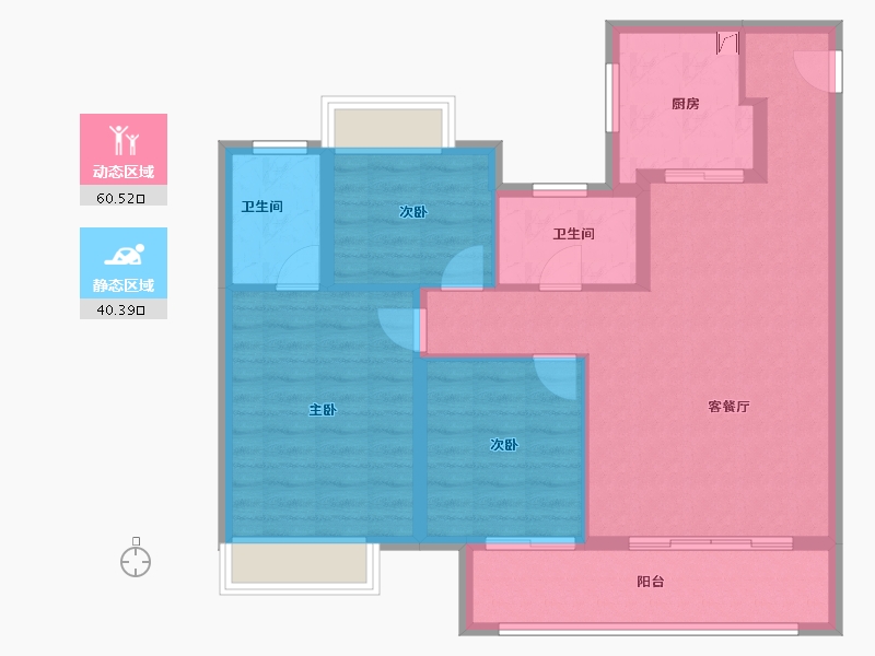 江苏省-南京市-越秀天萃-90.77-户型库-动静分区