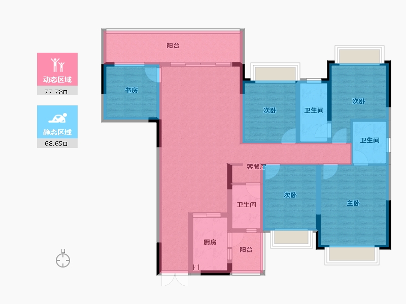 广西壮族自治区-南宁市-路桥融创茂-130.15-户型库-动静分区