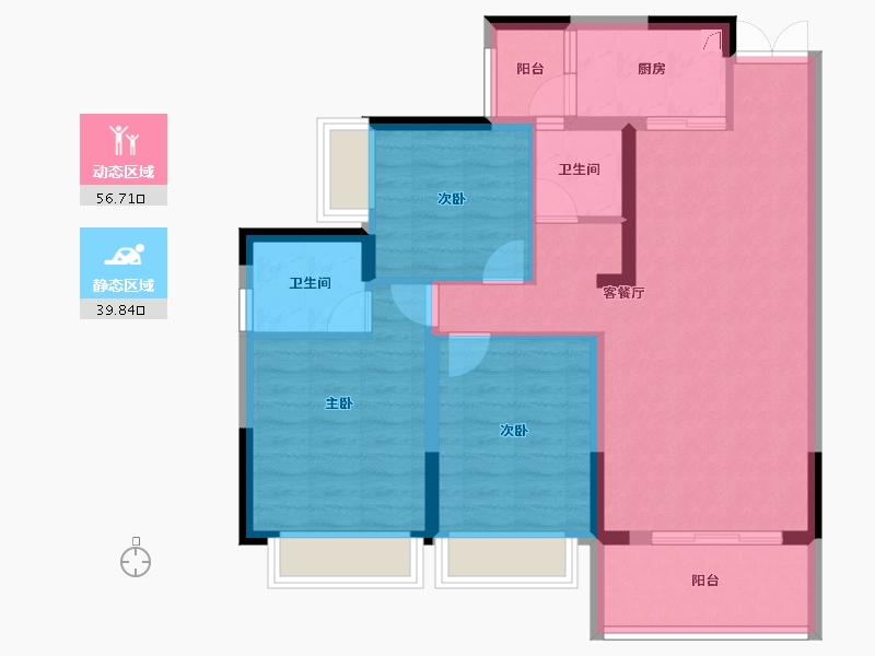 广西壮族自治区-南宁市-路桥融创茂-86.02-户型库-动静分区