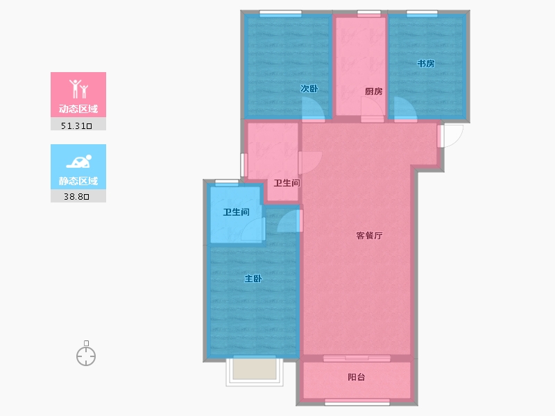 河南省-郑州市-华瑞紫韵城雅园-87.01-户型库-动静分区