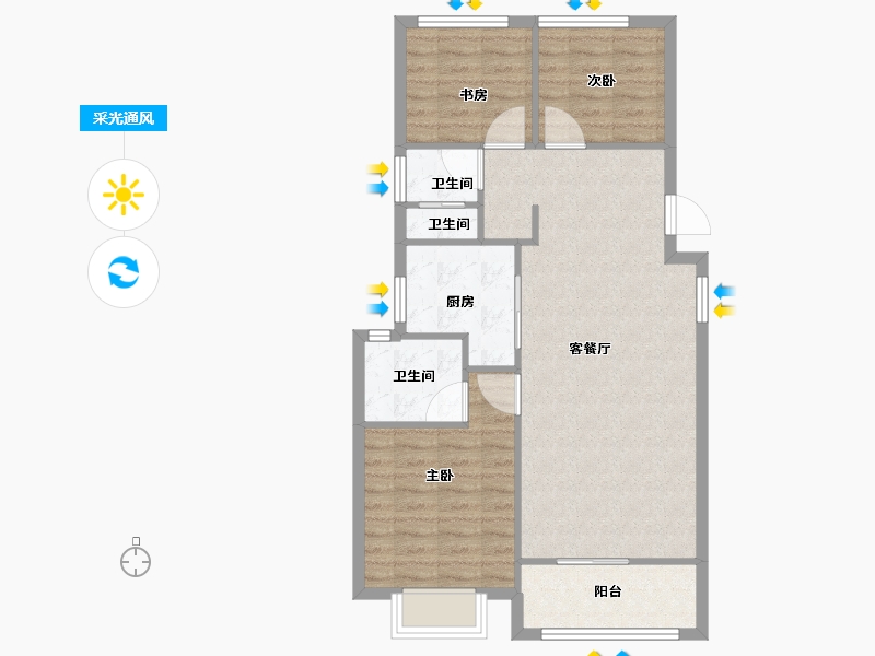 浙江省-宁波市-保利翡翠城市和光城樾二期-79.97-户型库-采光通风