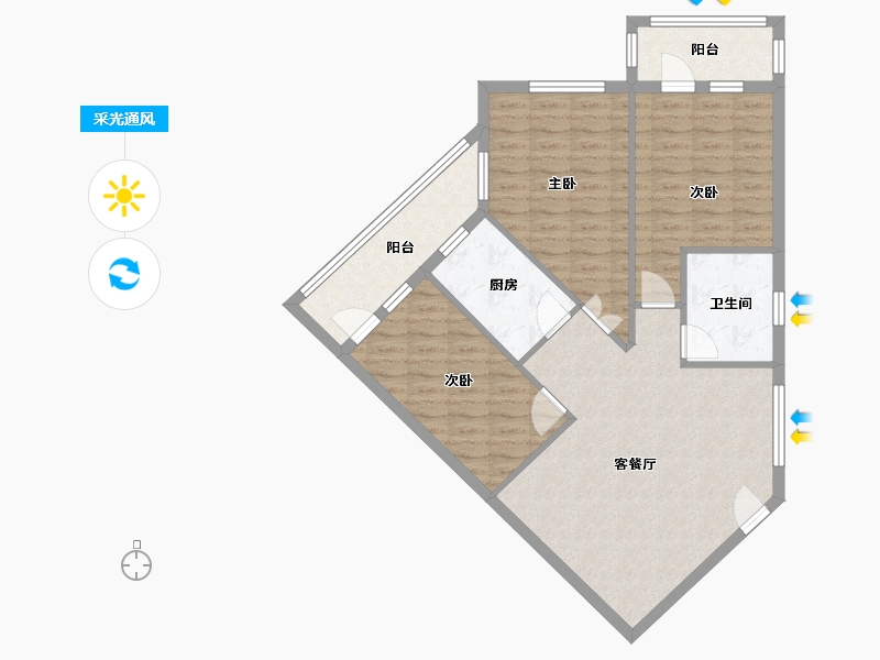 广东省-广州市-南箕花苑-91.06-户型库-采光通风