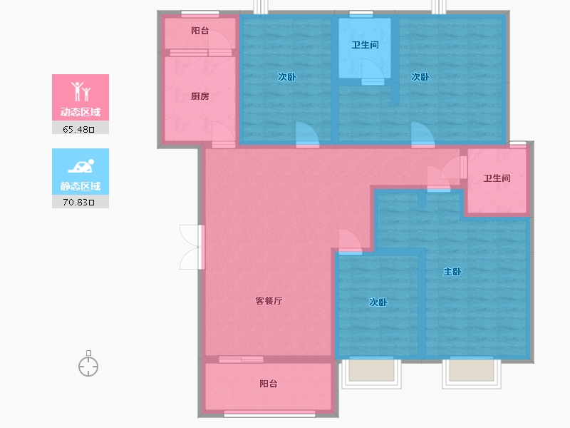 云南省-昆明市-幸福-132.54-户型库-动静分区