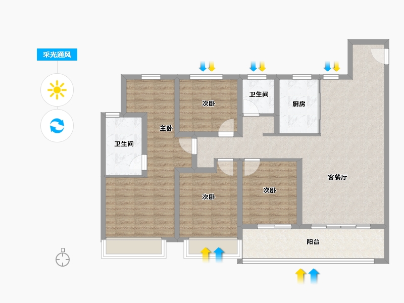 江苏省-南京市-中铁龙湖宸阅府-112.72-户型库-采光通风