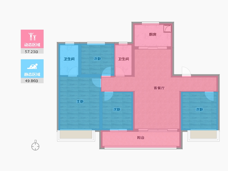 山东省-济南市-鲁商金茂悦府-94.80-户型库-动静分区